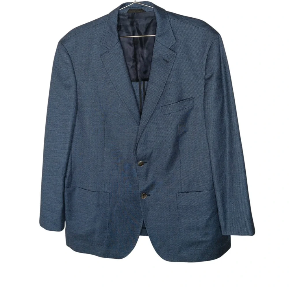 BOSS Men’s 46R Dark Blue Virgin Wool Blazer Sport Coat Croatia 3-Button 100% Woo